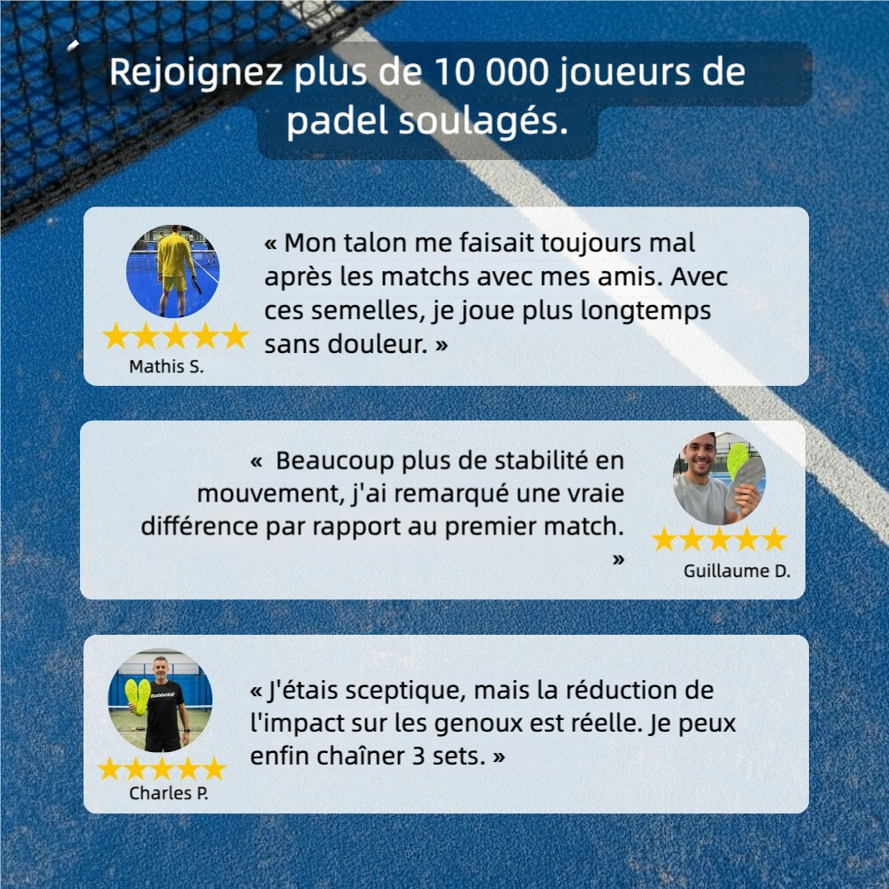 Semelles Padel Pro — Jouez plus longtemps, sans douleur