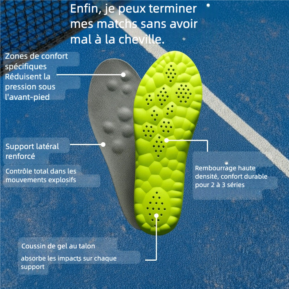 Semelles Padel Pro — Jouez plus longtemps, sans douleur